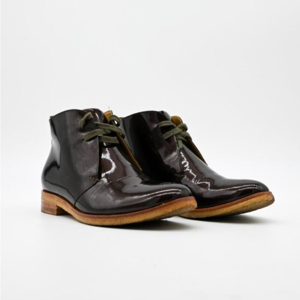BERNARDO academia patent leather lace up booties 6